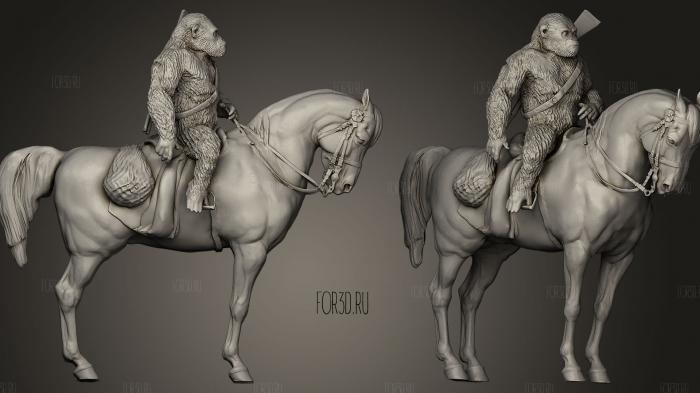 Caesar on Horseback (Planet of the Apes) stl model for CNC
